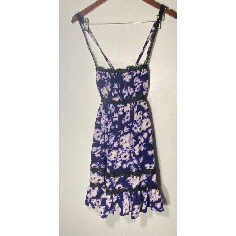 Urban Outfitters Sz L Women’s Baby Doll Pockets Lace Purple/Blue Strapless Dress - Picture 1 of 11